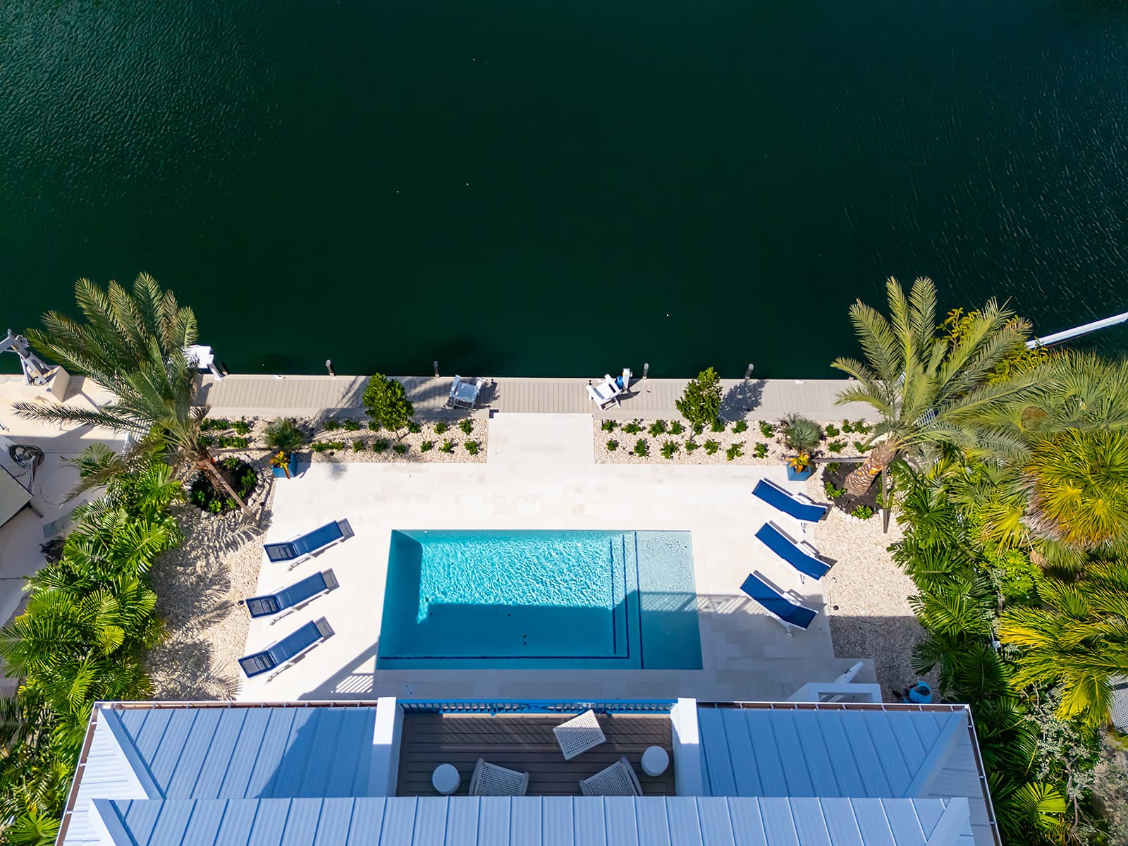 Aerial view of the waterfront property